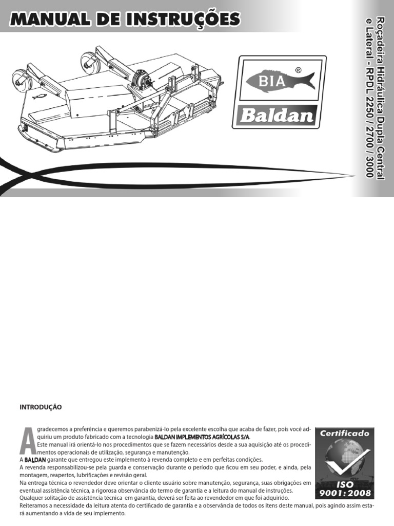 Manual de Segurança e Operação de Roçadeiras Baldan | PDF | Trator |  Petróleo