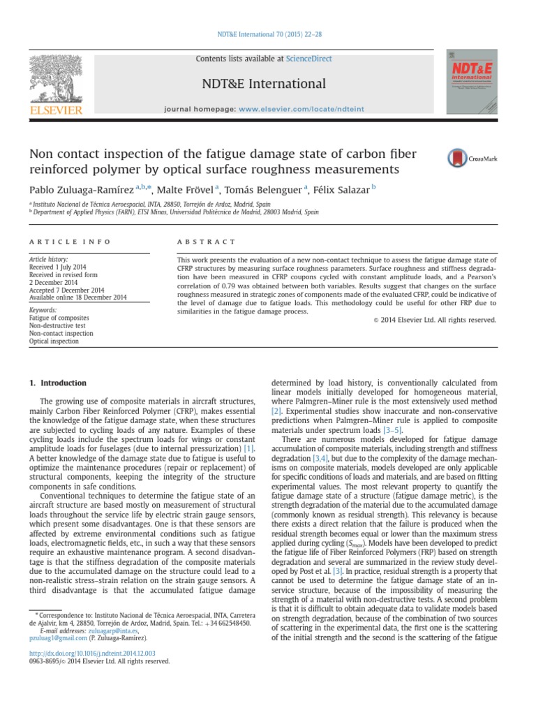 Non-Contact CFRP Fatigue Damage Inspection | PDF | Fatigue (Material ...