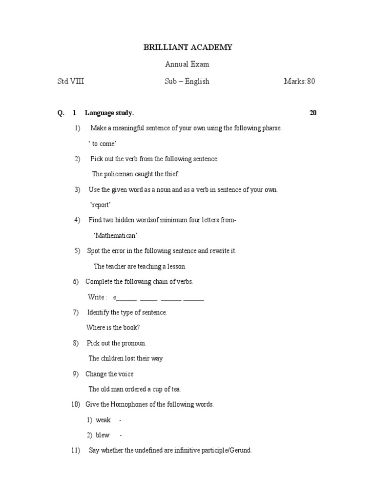 Exhibit Verb Sentence