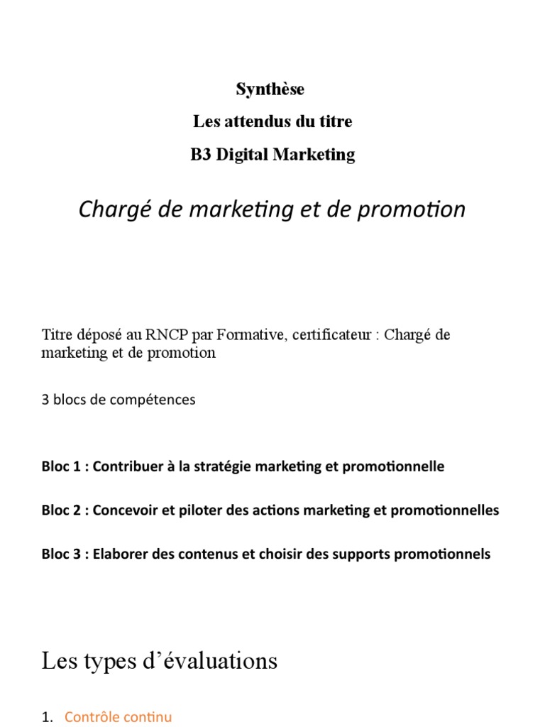 Synthèse Attendu Diplôme B3DM | PDF