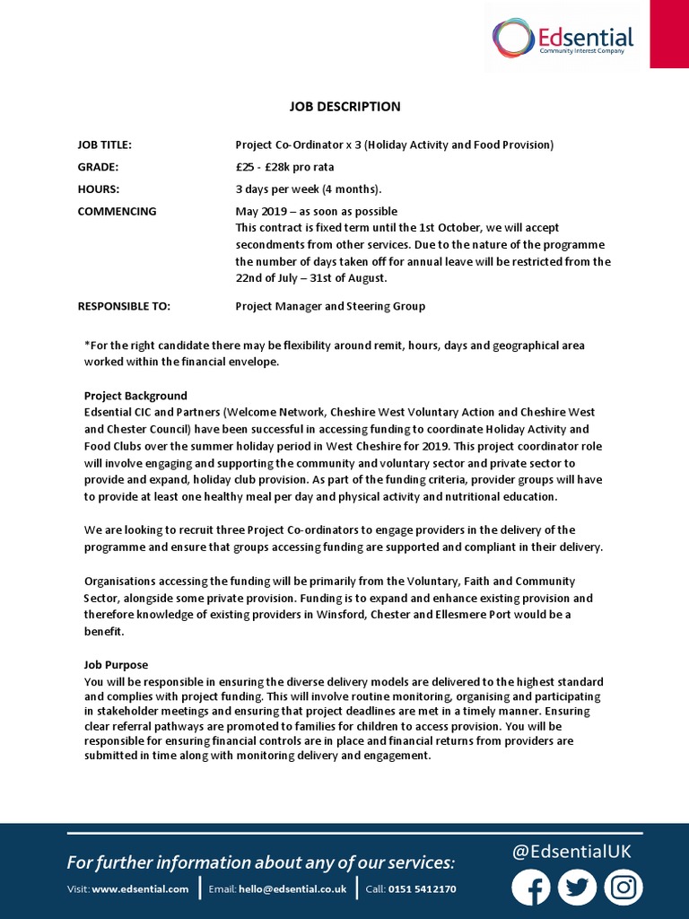 Project Coordinator Job Description and Specification FINAL PDF Business