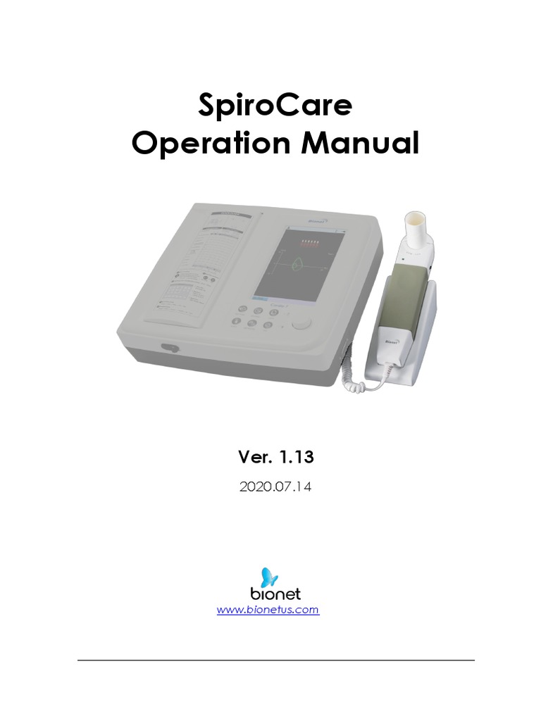 SpiroCare Pulmonary Function Testing Spirometer Manual Download Free