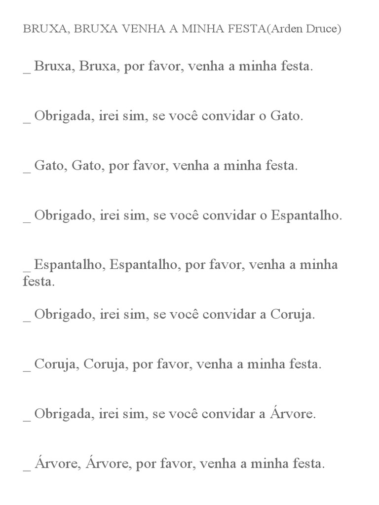Bruxa Bruxa Venha A Minha Festa | PDF