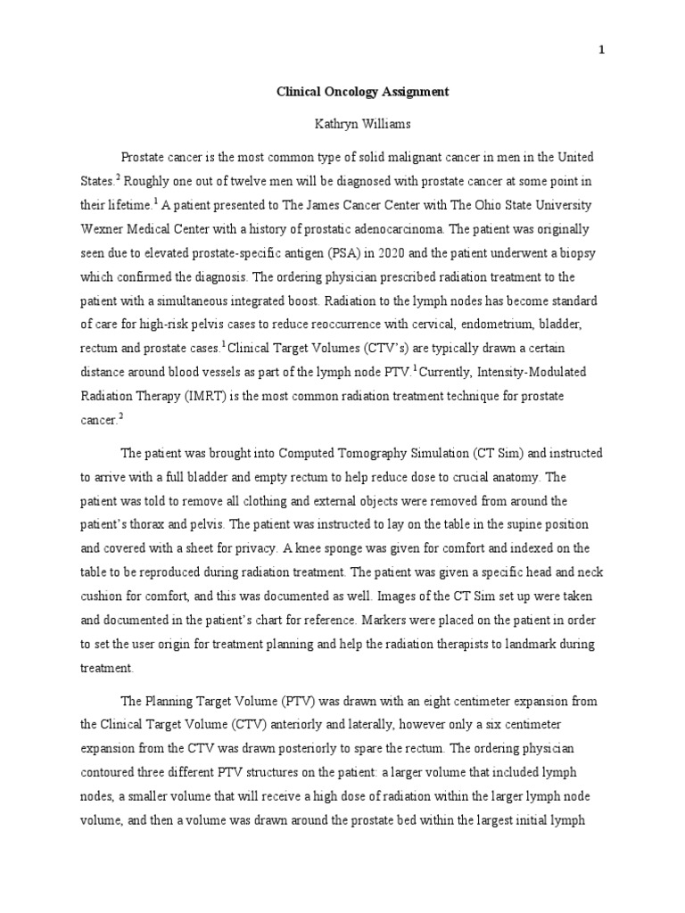 Prostate Cancer Radiation Treatment Plan | PDF | Radiation Therapy ...