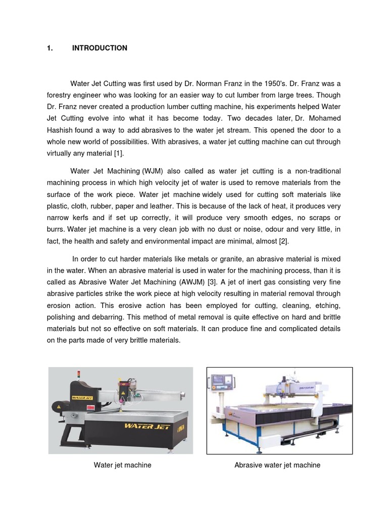 Advanced Manufacturing Water Jet Abrasive Machine PDF Abrasive