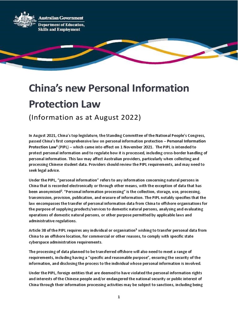 Chinas New Personal Information Protection Law PDF Justice Crime