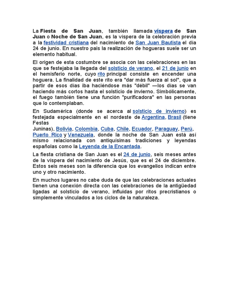 Fiesta de San Juan: Origen y Celebración | PDF