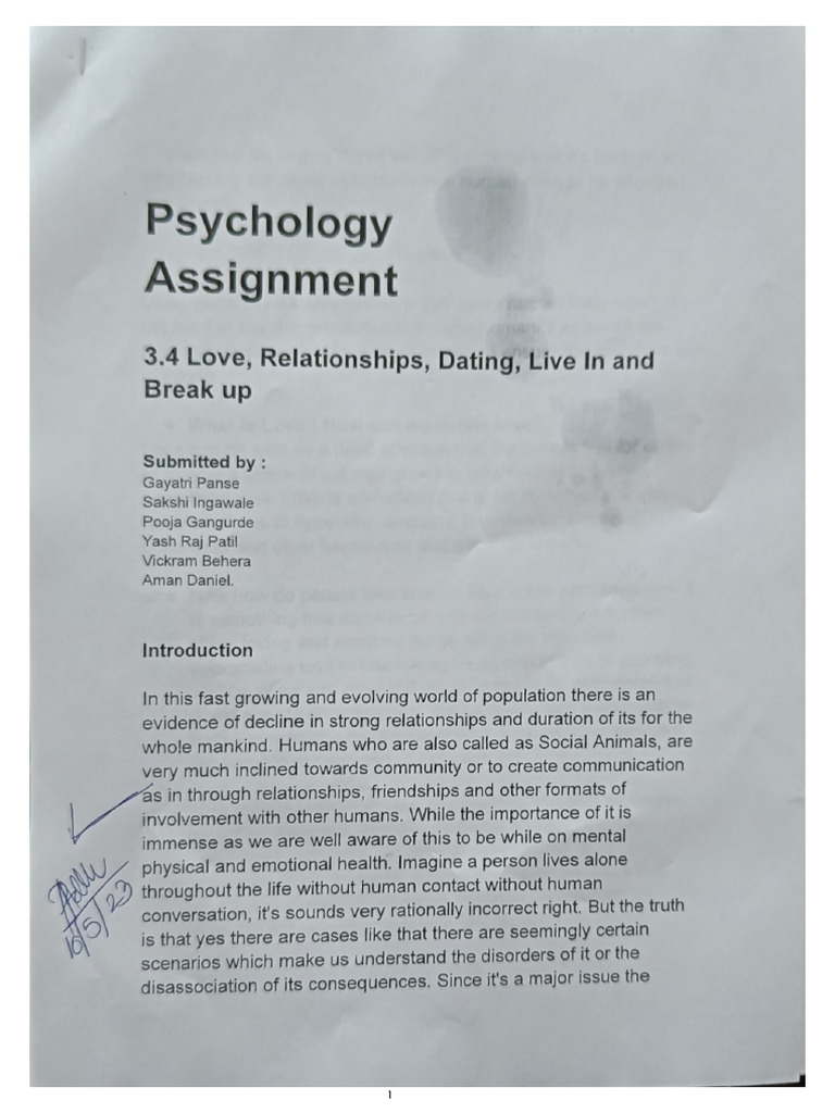 psychology assignment 1
