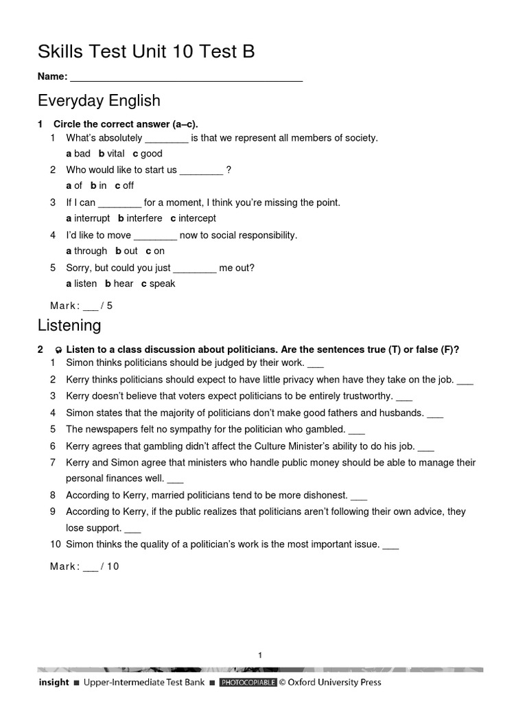 Skills Test Unit 10 Test B PDF | PDF | Nelson Mandela | Apartheid