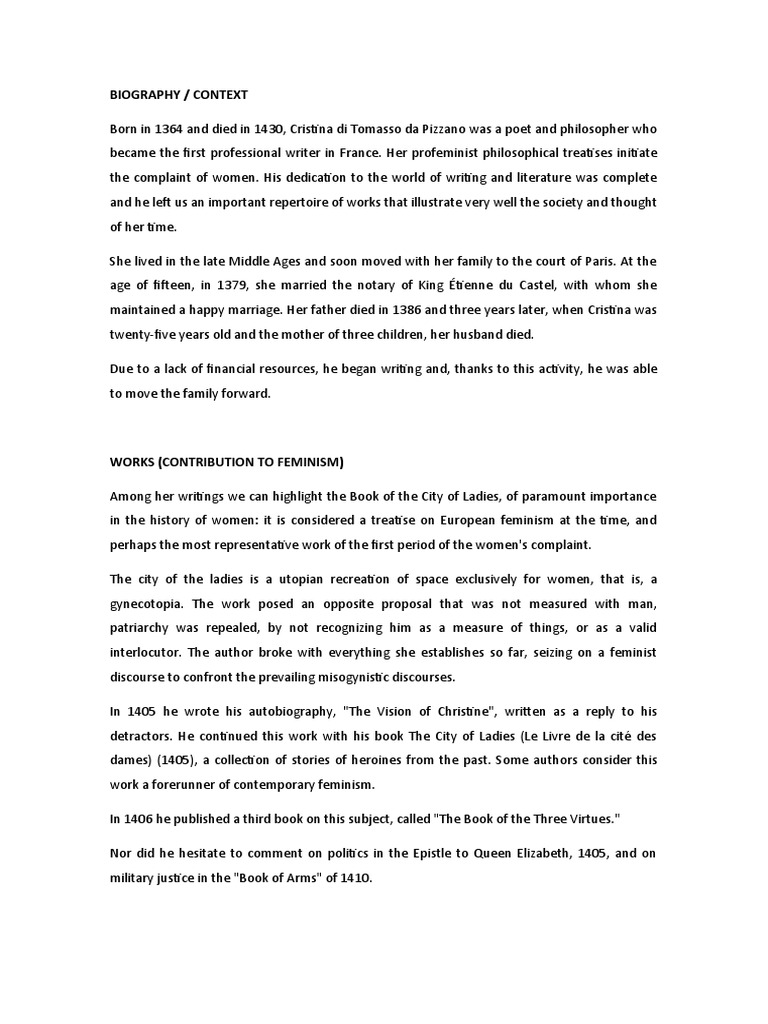 Christine de Pizan: Pioneer of Feminism | PDF | Feminism | Gender Studies