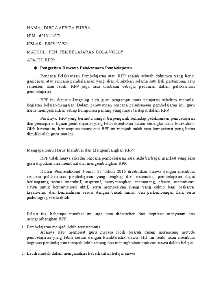 Pengertian RPP | PDF