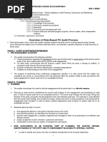 AUD 1.2 Client Acceptance and Planning