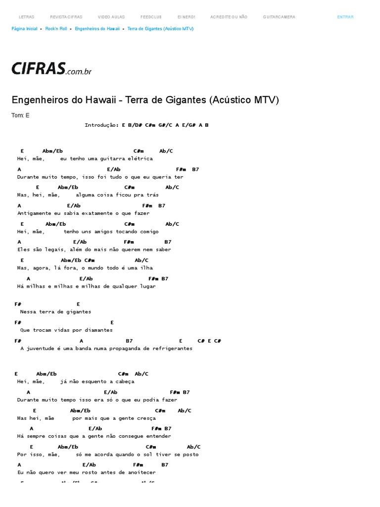 Engenheiros do Hawaii performam "Terra de Gigantes | PDF | Álbuns ...