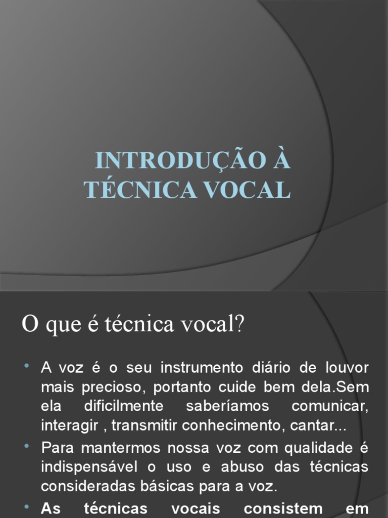 Aula 01 Introdução à Técnica Vocal Pdf Voz Humana Canto