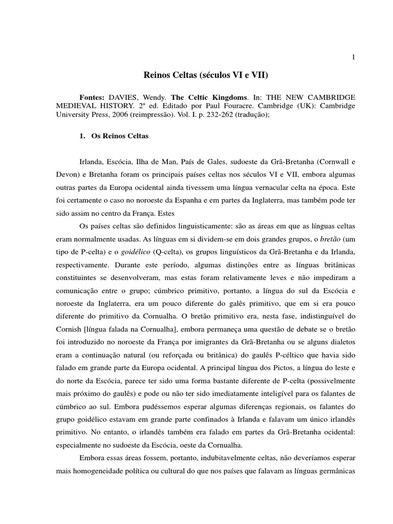 Reinos Celtas nos Séculos VI e VII | PDF | Celtas | Inglaterra