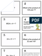 Whole Number Multiplication Task Cards