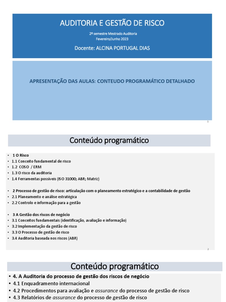 Auditoria Baseada em Risco e Gestão | PDF | Avaliação de risco ...
