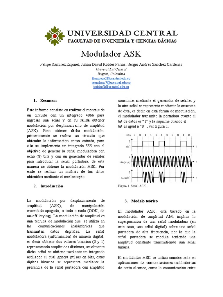 Diseño de un Modulador ASK | PDF | Modulación | Tecnología de ...