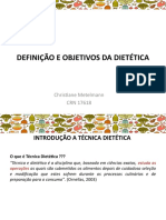 Aula Teorica 1 - DEFINICAO E OBJETIVOS TECNICA DIETETICA