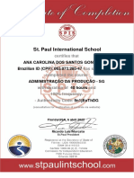 Administração Da Produção - SG - Certificado de Conclusão Internacional