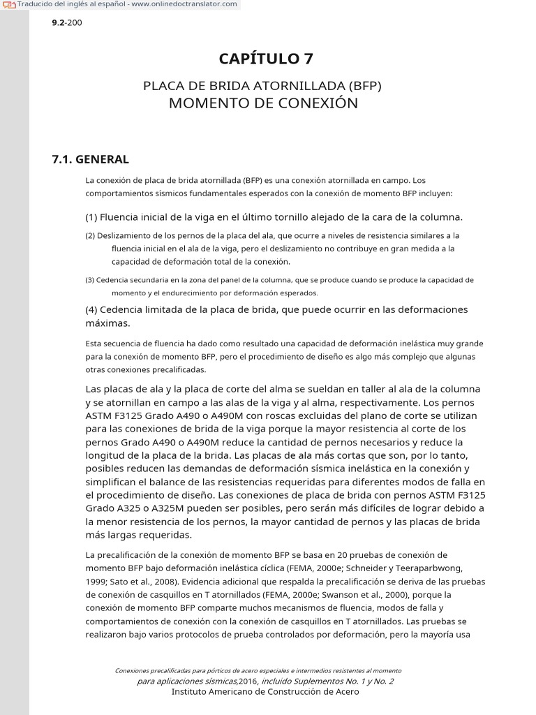 ANSI-AISC 358-20 - C7SB - Español | PDF | Tornillo | Soldadura