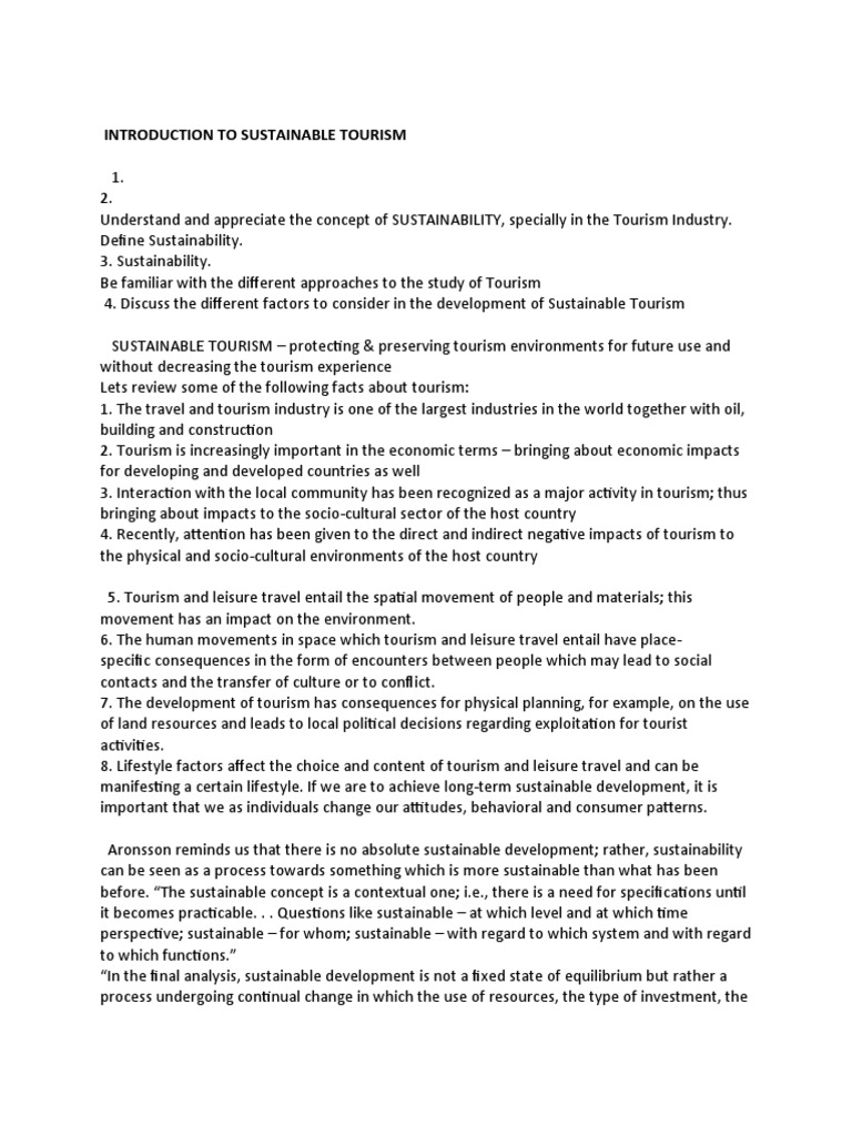 Introduction to Sustainable Tourism | PDF | Sustainability | Tourism