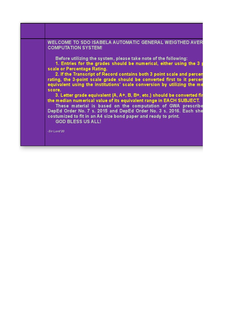 AUTOMATIC GWA SYSTEM.xlsx | PDF