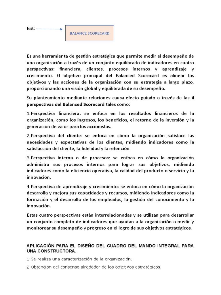 Cuatro Perspectivas del Balanced Scorecard | PDF | Crecimiento personal ...