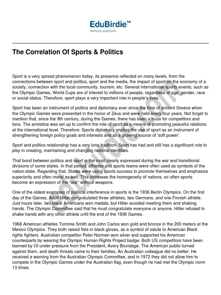 Sports and Politics: A Complex Relationship | PDF | Sports