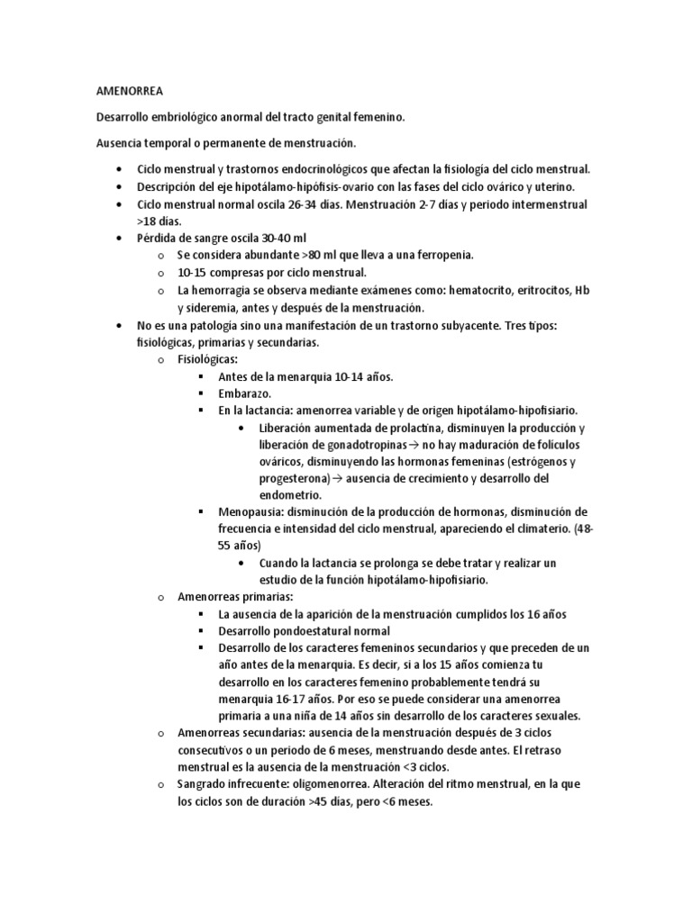 AMENORREA PDF Menstruación Ciclo menstrual