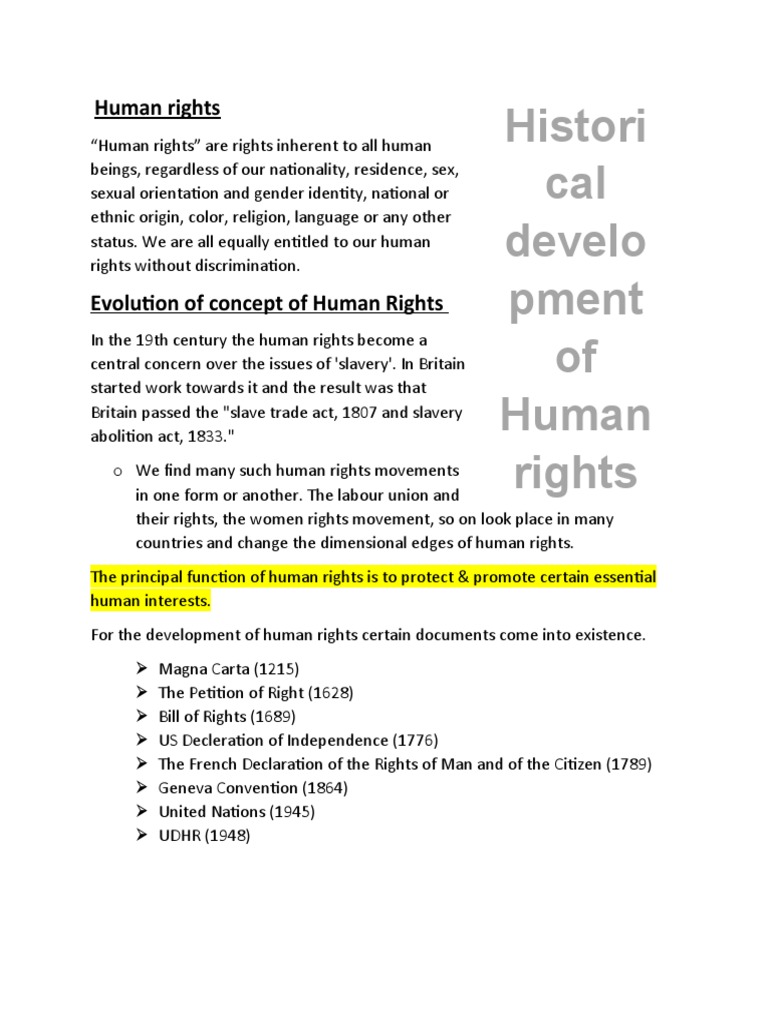Evolution of Human Rights History | PDF | Human Rights | Magna Carta