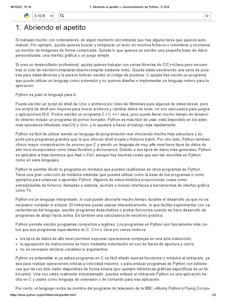 Introducción a Python: Automatización y Uso | PDF | Python (lenguaje de ...