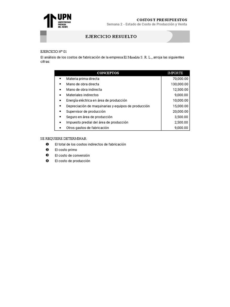 Estado de Costo de Producción y Ventas | PDF | Costo | Presupuesto