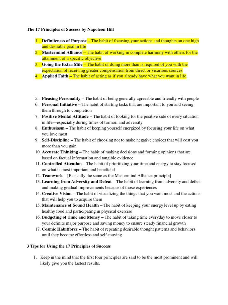 The 17 Principles of Success by Napoleon Hill | Habits | Laughter