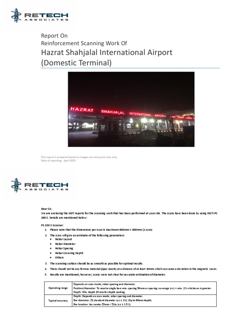 Rebar Scanning Report for Dhaka Airport | PDF | Structural Engineering ...