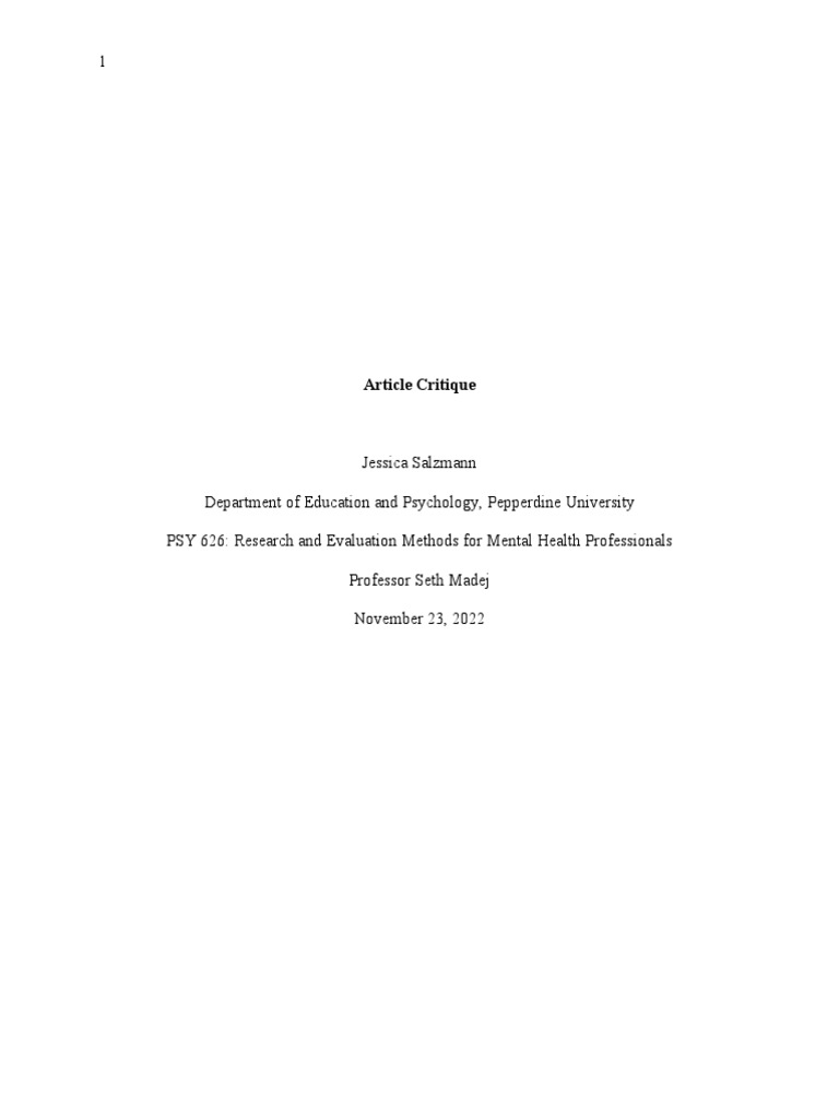 Jessica Article Critique Notes | PDF | Borderline Personality Disorder ...