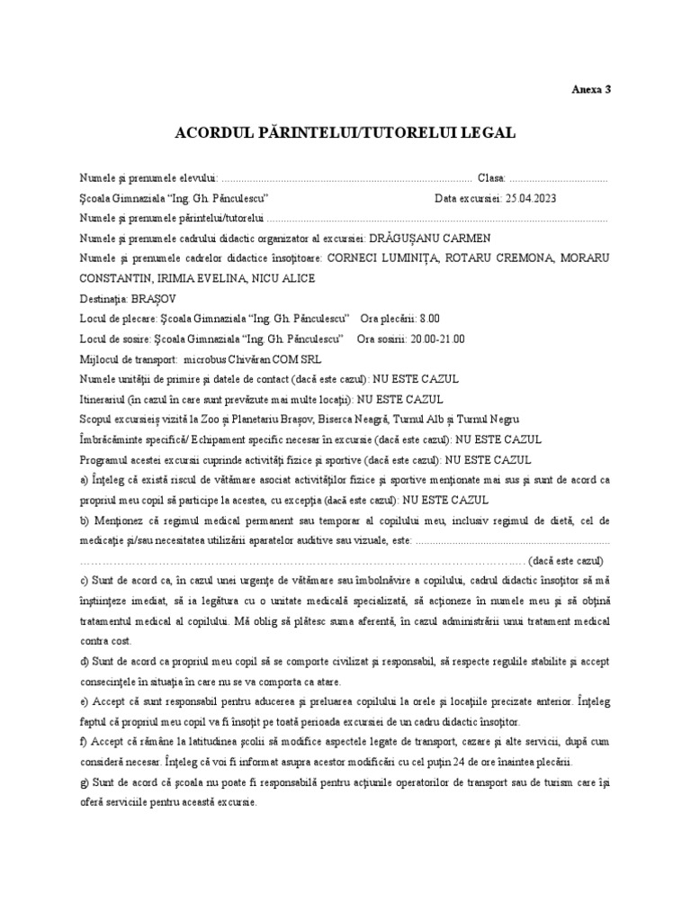 Acord Parinte Si Elev | PDF