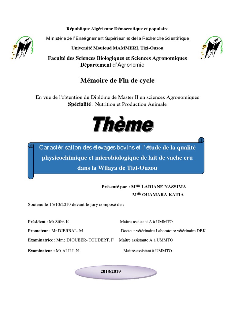 Lariane Nassima & Ouamara Katia Partie Expri PDF | PDF | Lactation | Lait