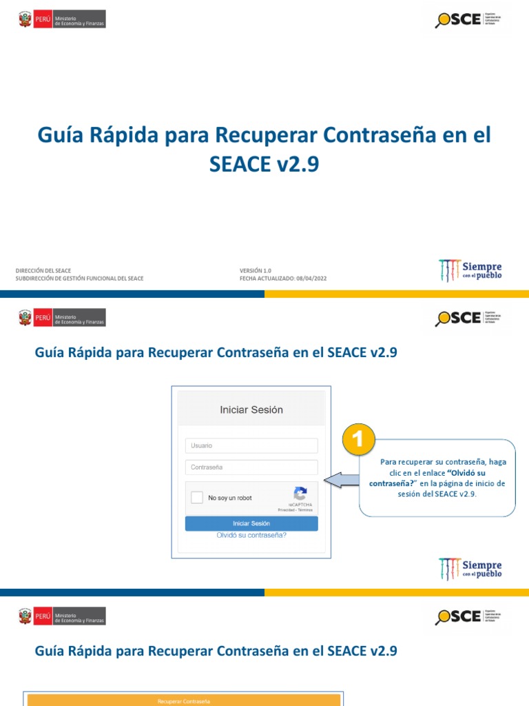 Guía Rápida para Recuperar Contraseña en El SEACE v2.9 v1 | PDF ...