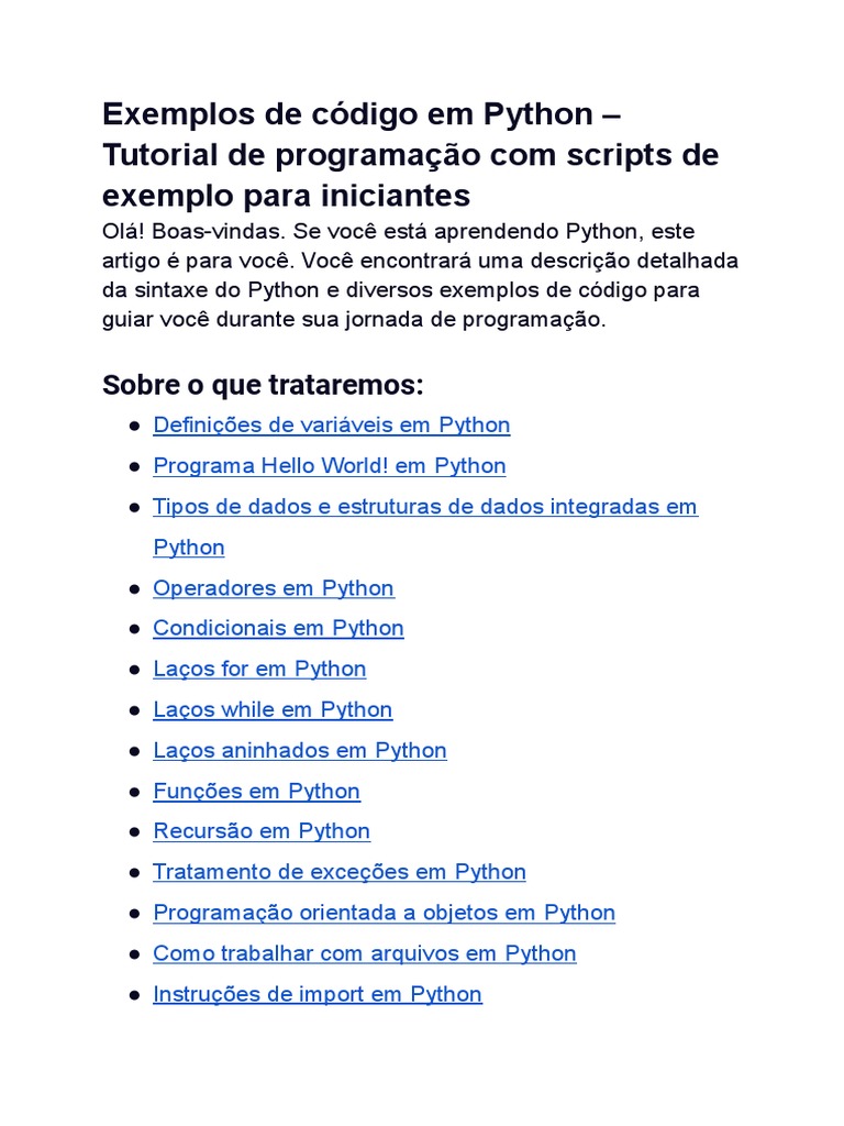 Codigos Simples em Phyton | PDF | Python (linguagem de programação ...