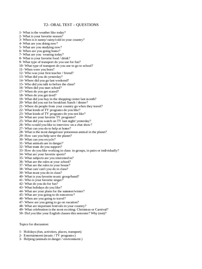 T2 Oral Test Questions 2013 PDF