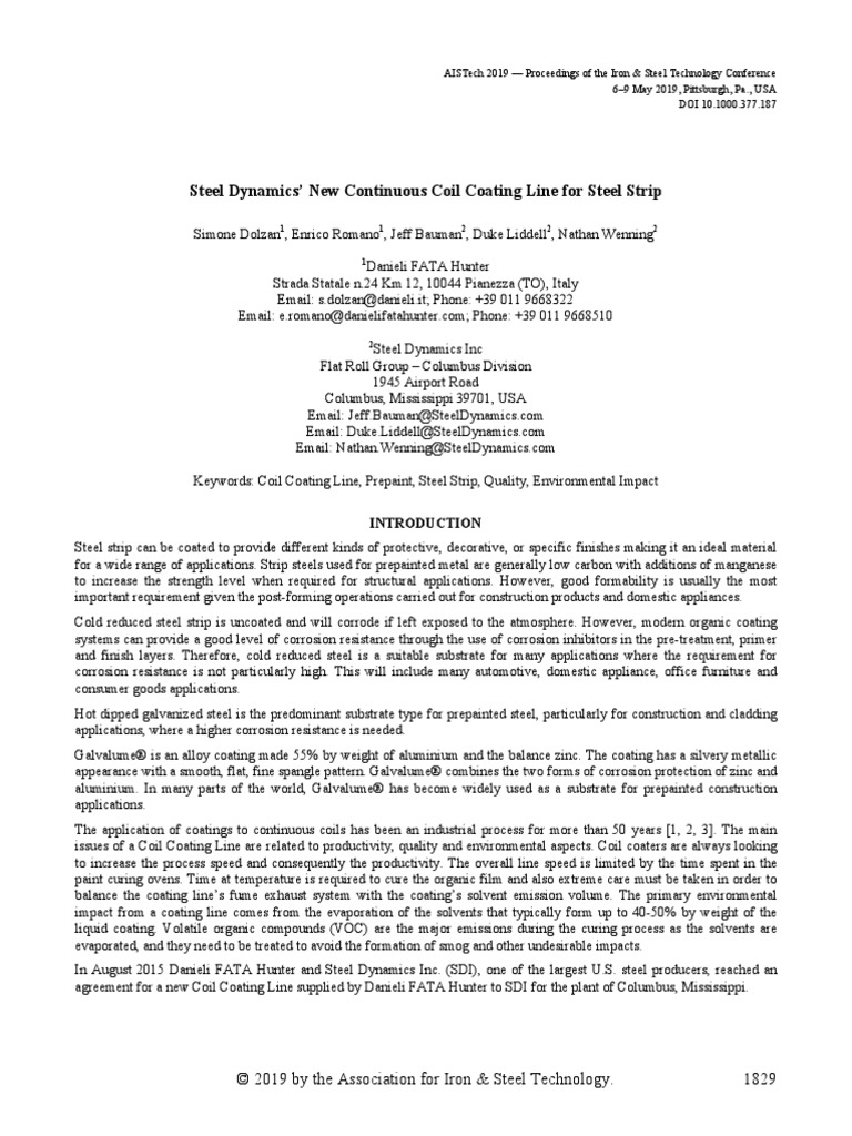 Steel Dynamics' New Continuous Coil Coating Line For Steel Strip PDF