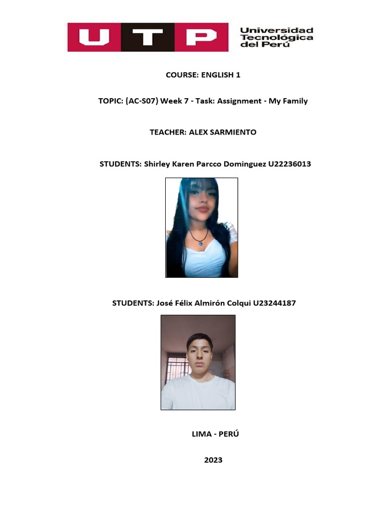 TOPIC (AC-S07) Week 7 Task Assignment - My Family PDF | PDF | Wellness