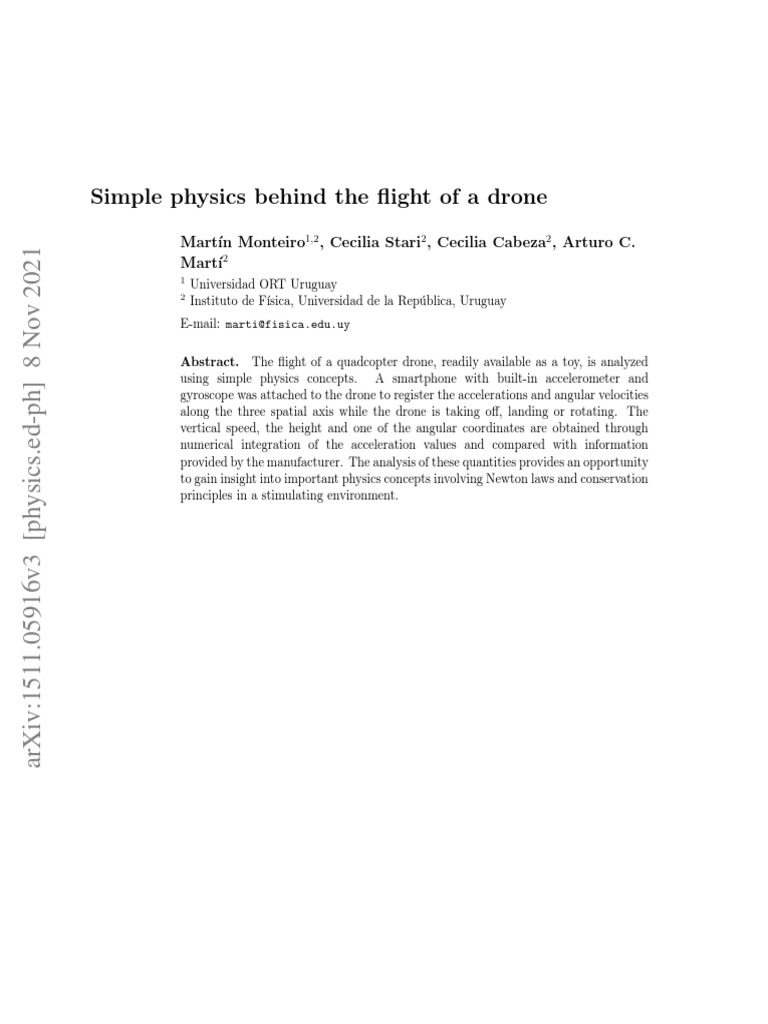 Simple physics behind the flight of a drone mart in monteiro cecilia