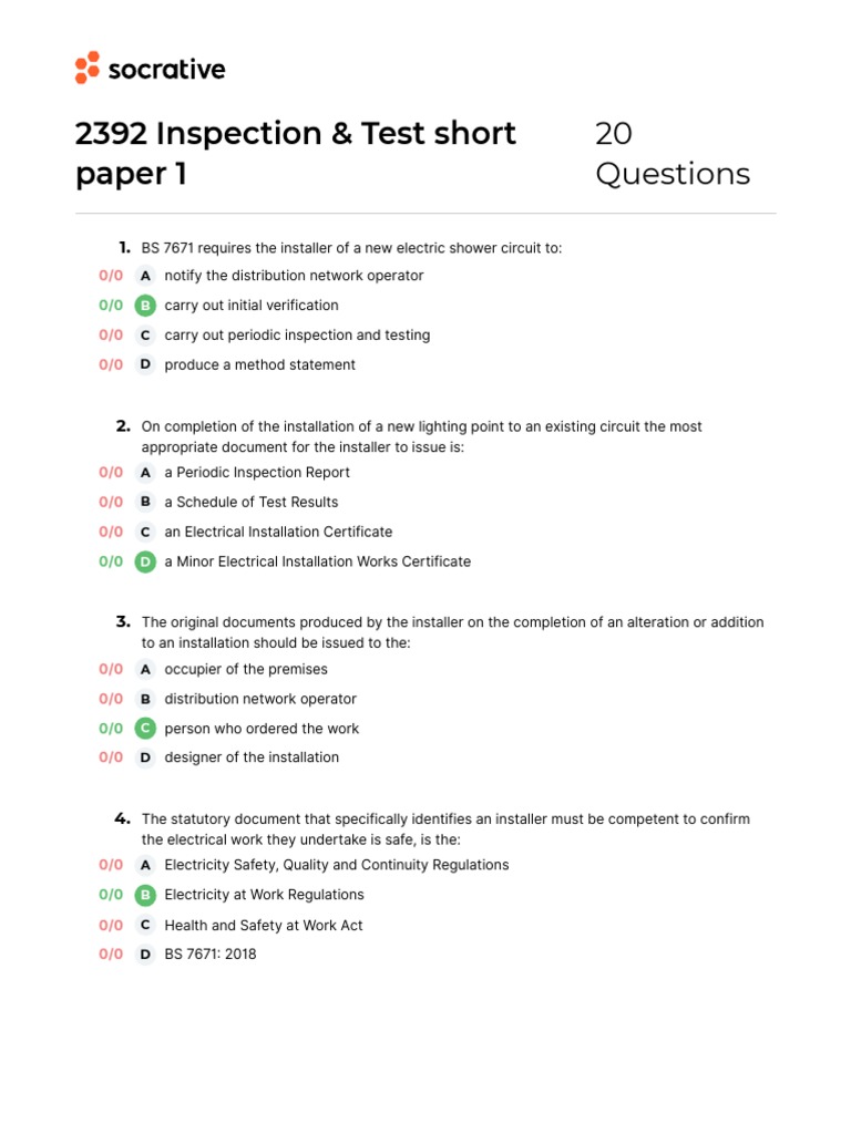2392 Inspection Test Short Paper 1 Answers | Download Free PDF ...