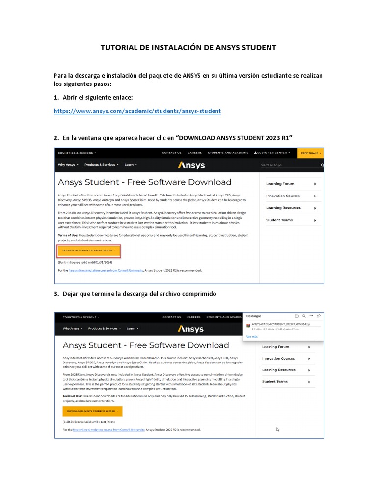 Instalación de ANSYS Student 2023 | PDF | Negocios | Informática