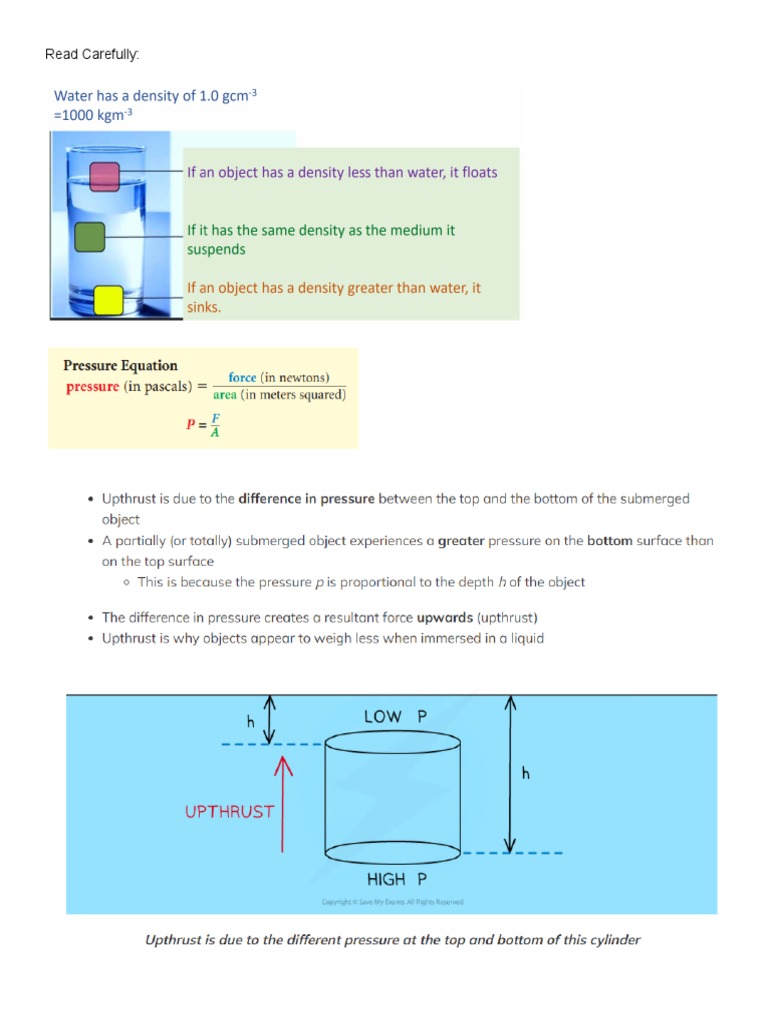 Upthrust and Sink Float Worksheet PDF