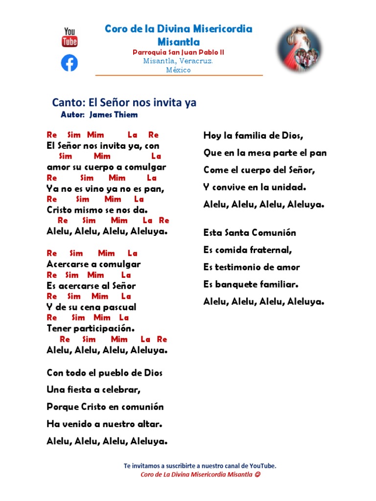 El Señor Nos Invita Ya Letra y Acordes PDF