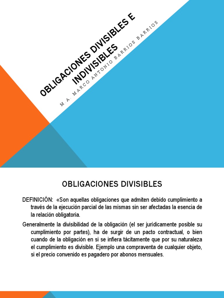 Obligaciones: Divisibles vs Indivisibles | PDF | Pagos | Derecho ...