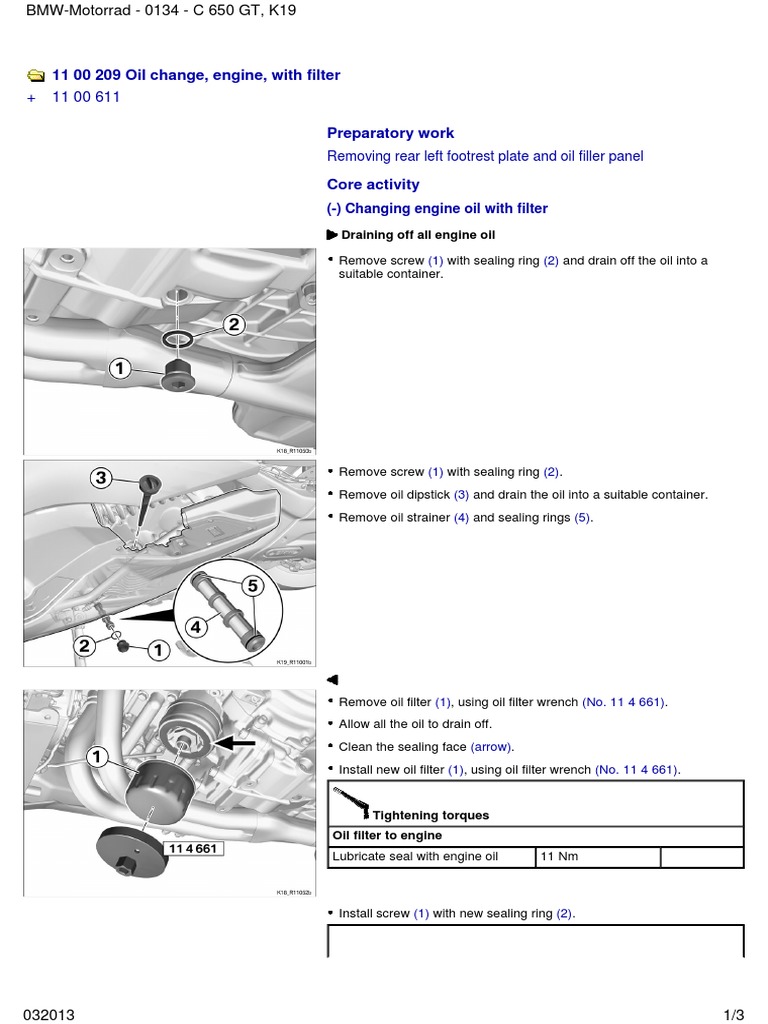 BMW c650gt Oil Filter Change Instructions PDF Motor Oil Engines